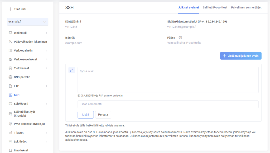SSH uusi IP-osoite