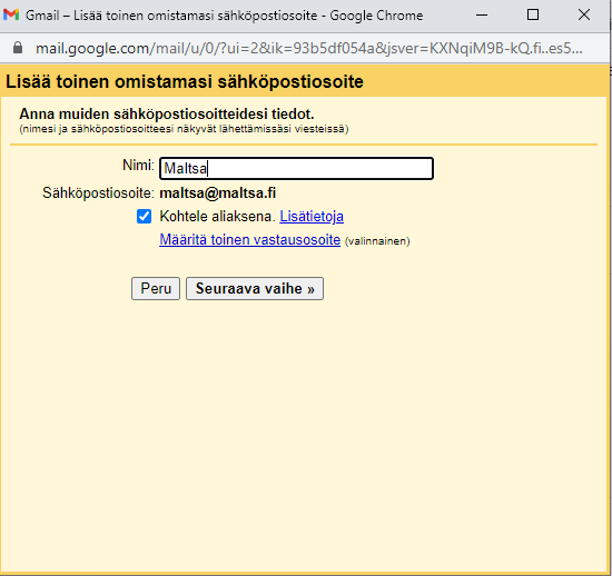 Gmail: lisä nimi