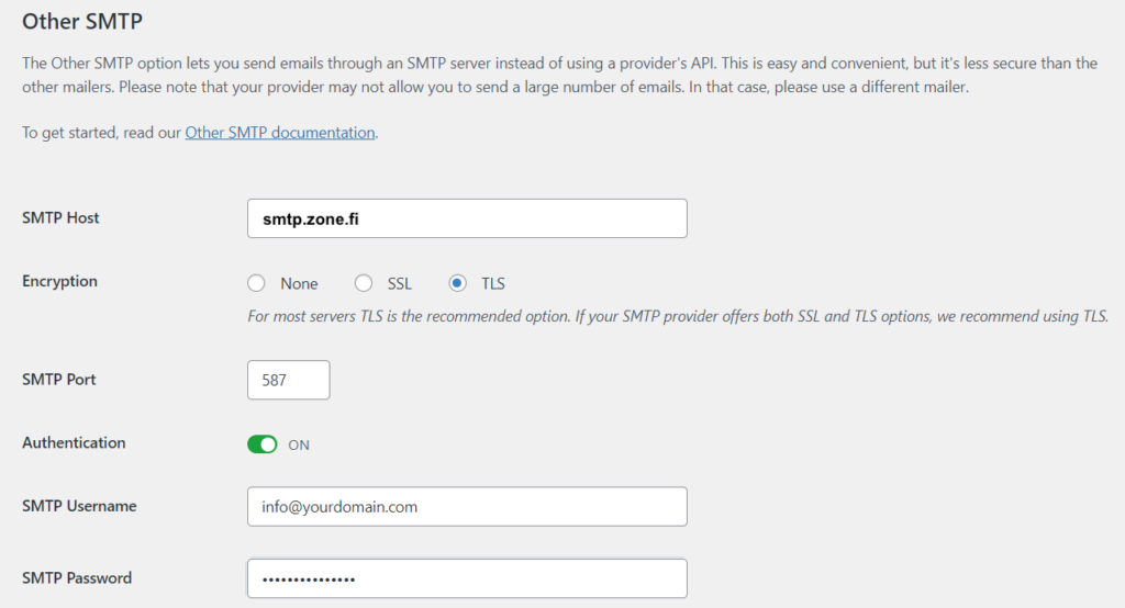 Sending emails via web-server: Example 1: WP Mail SMTP by WPForms