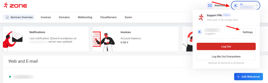 Adding additional contact e-mail address can be assigned to the ZoneID account for the web administrator or developer, to which a copy of all service-related notifications will be sent.