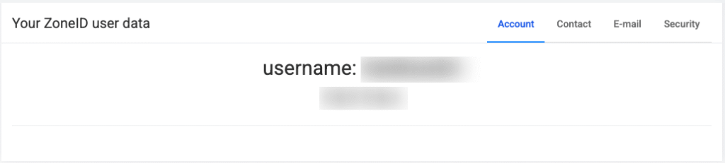 ZoneID account owner's information