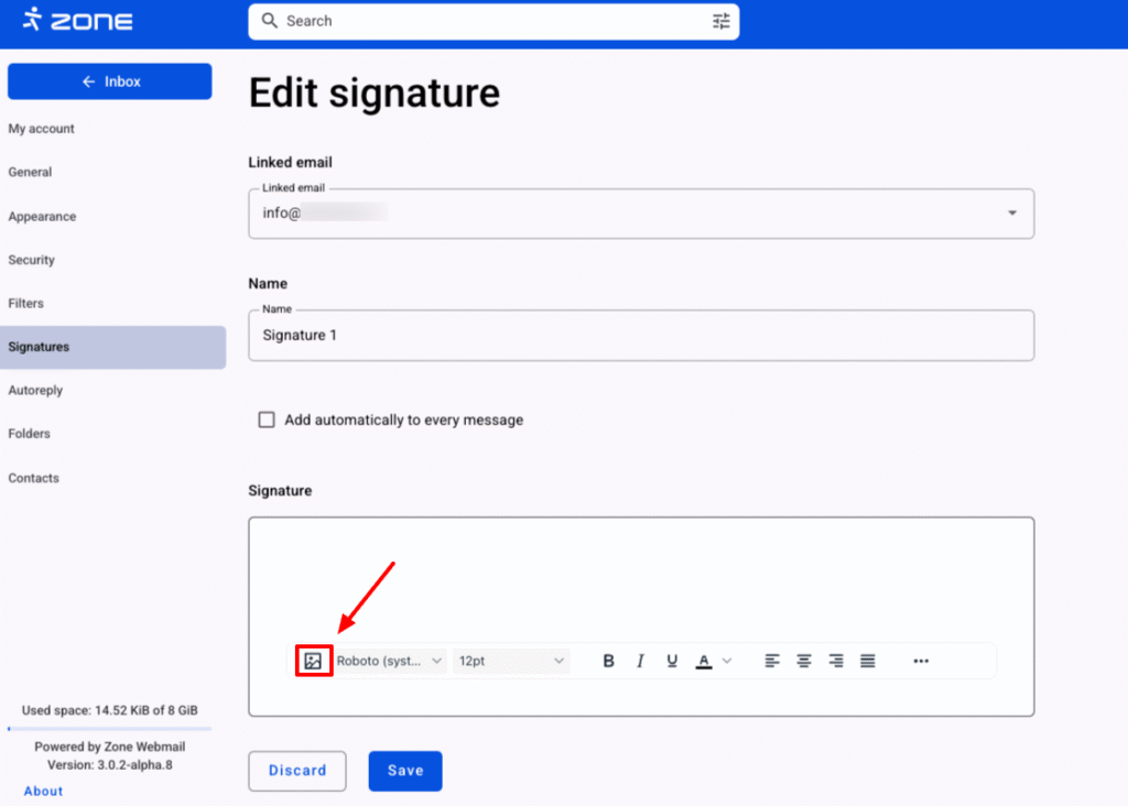 Adding a signature to Webmail allows also to insert photos to your signature.