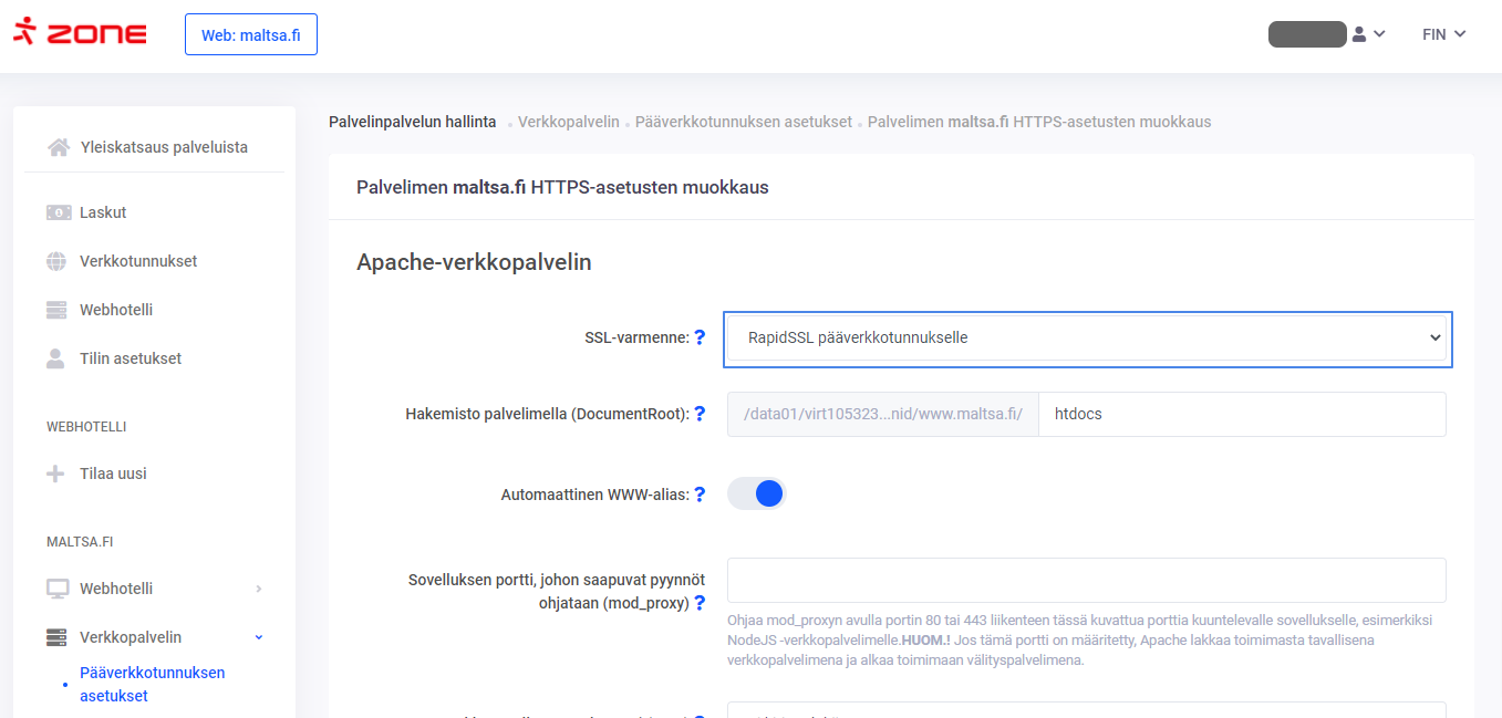 Varmenteen aktivointi 2.
