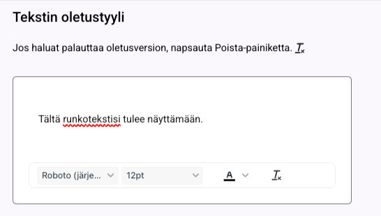 Webmailin yleiset asetukset - oletusmuotoilun muokkaaminen